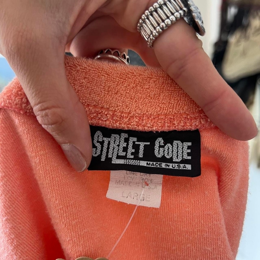 90s Street Code Orange and White Streetwear Style Tube Top LARGE - Picture 3 of 4